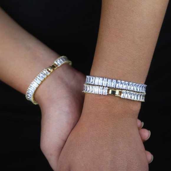 8MM Bling Baguette Diamond Clean Cut Bracelet - Picture 4 of 6